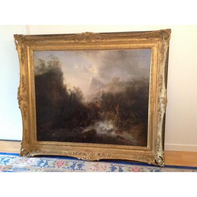 Big Mountain Scene Painting In The Taste Of Godchaux